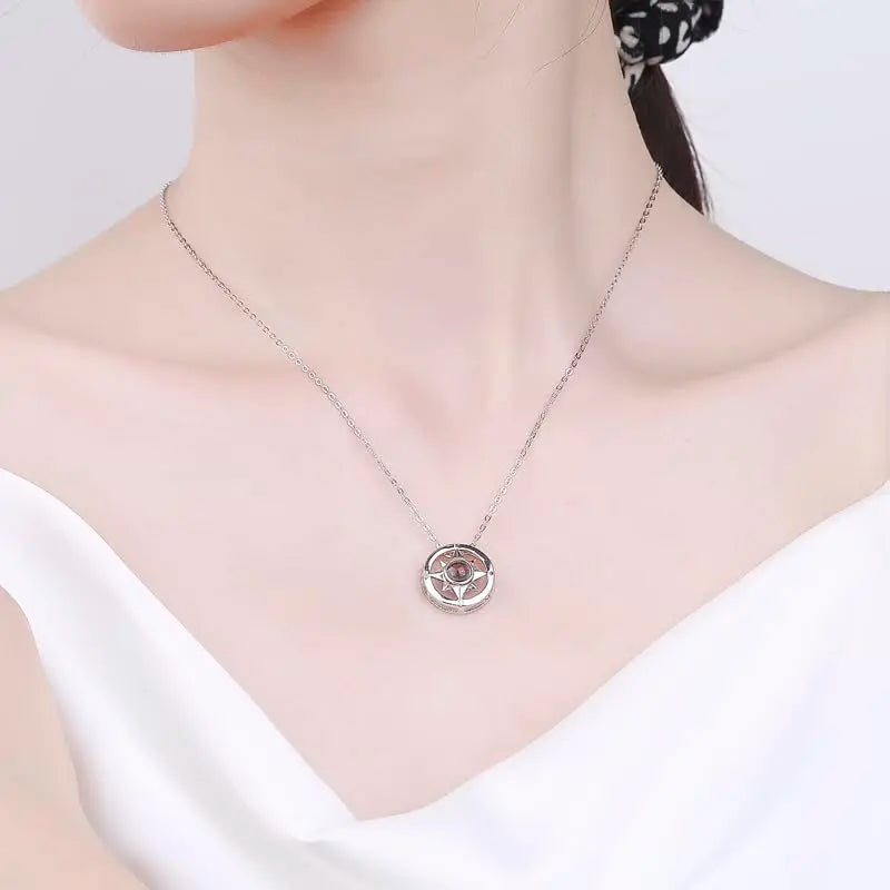 Inside Picture Projection Compass Necklace